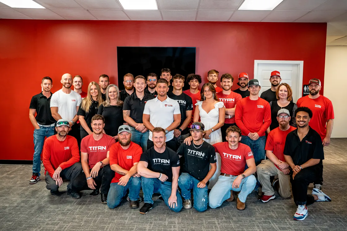The full Titan Roofing team together at the Springfield office
