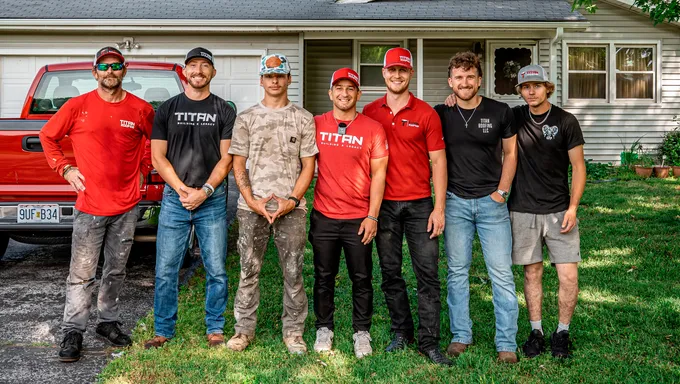 The Titan Roofing crew outside a completed job