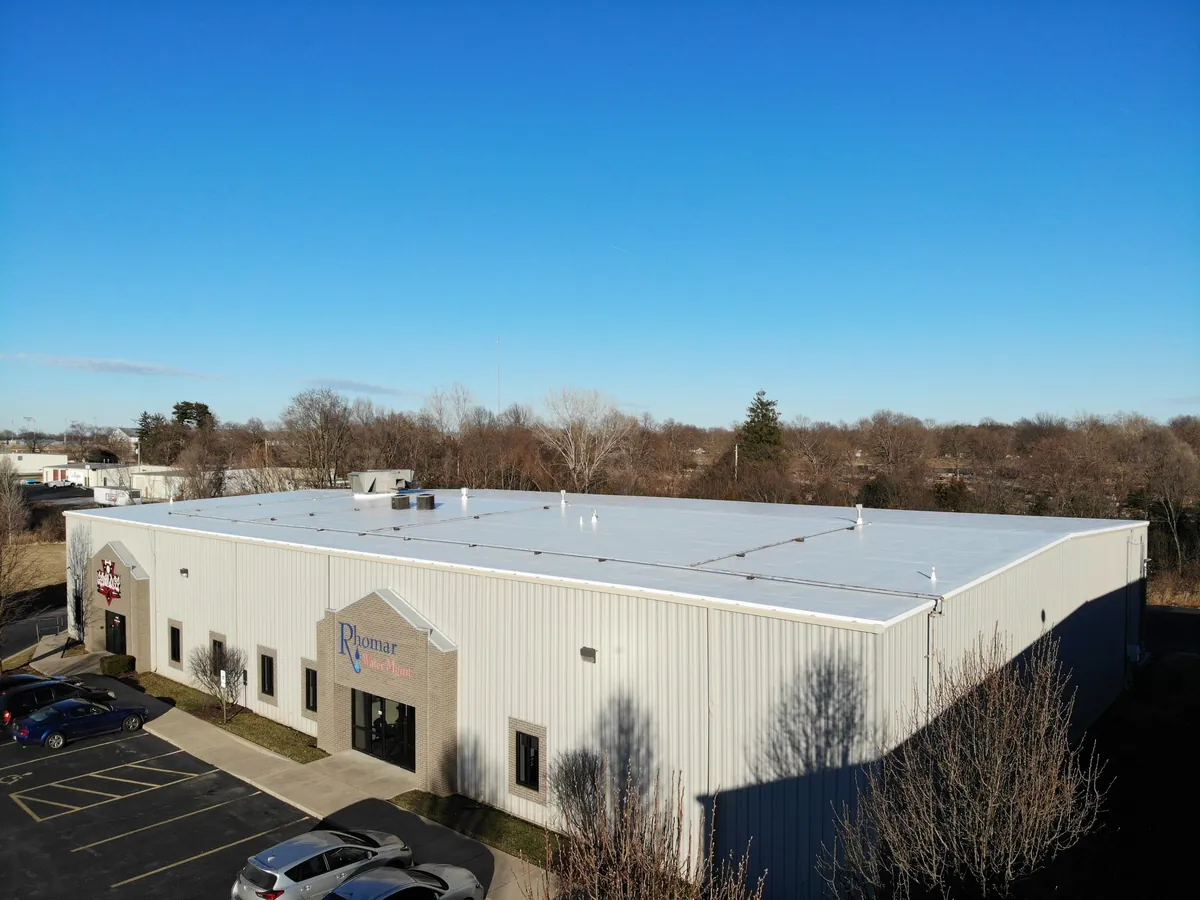 Warehouse with a new white PVC membrane roof