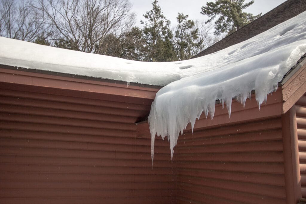 winter roof damage in Woodland Heights